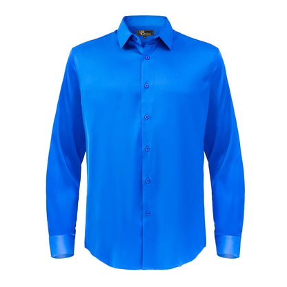 Barocco Luxe Satin Stretch Shirt ROYAL - Dudes Boutique