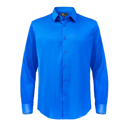 Barocco Luxe Satin Stretch Shirt ROYAL - Dudes Boutique