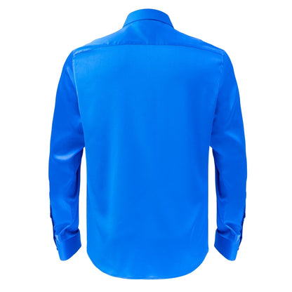Barocco Luxe Satin Stretch Shirt ROYAL - Dudes Boutique