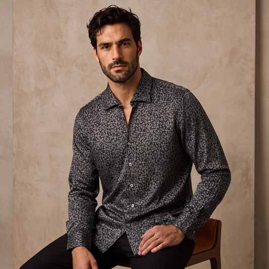 Tonal Leopard Shirt BLACK