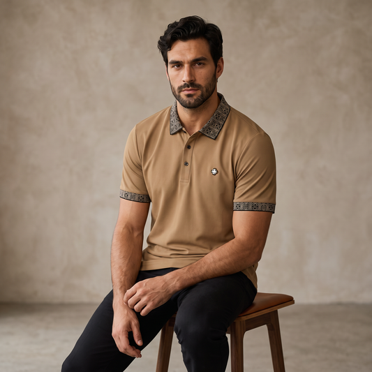 Pattern Trim Performance Polo – El Baron KHAKI