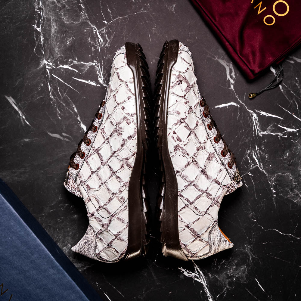 Marco Di Milano Batistini Newspaper piarurcu fish and ostrich leg sneakers