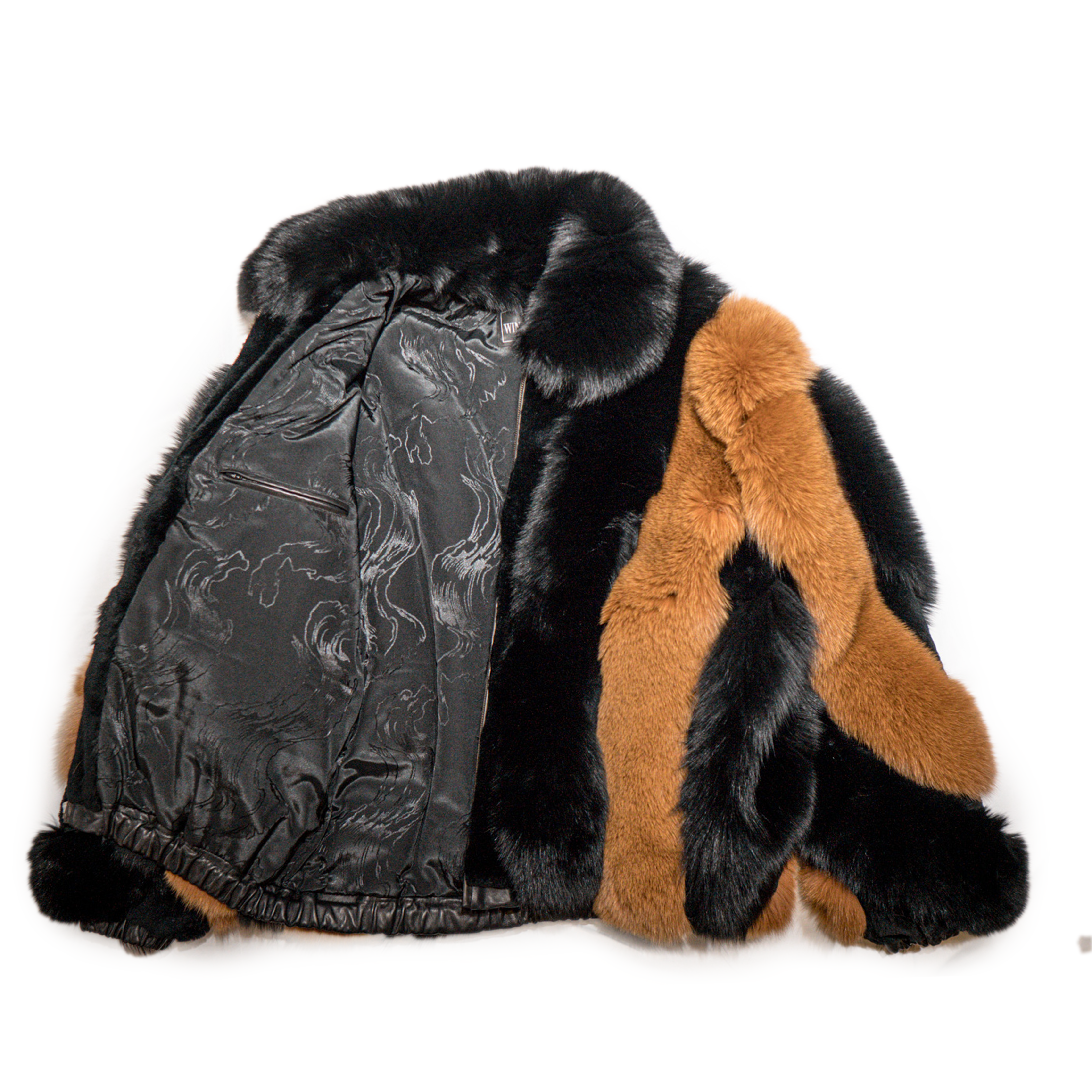 Kashani Men's Full Black/Whiskey Fox Fur Coat - Dudes Boutique