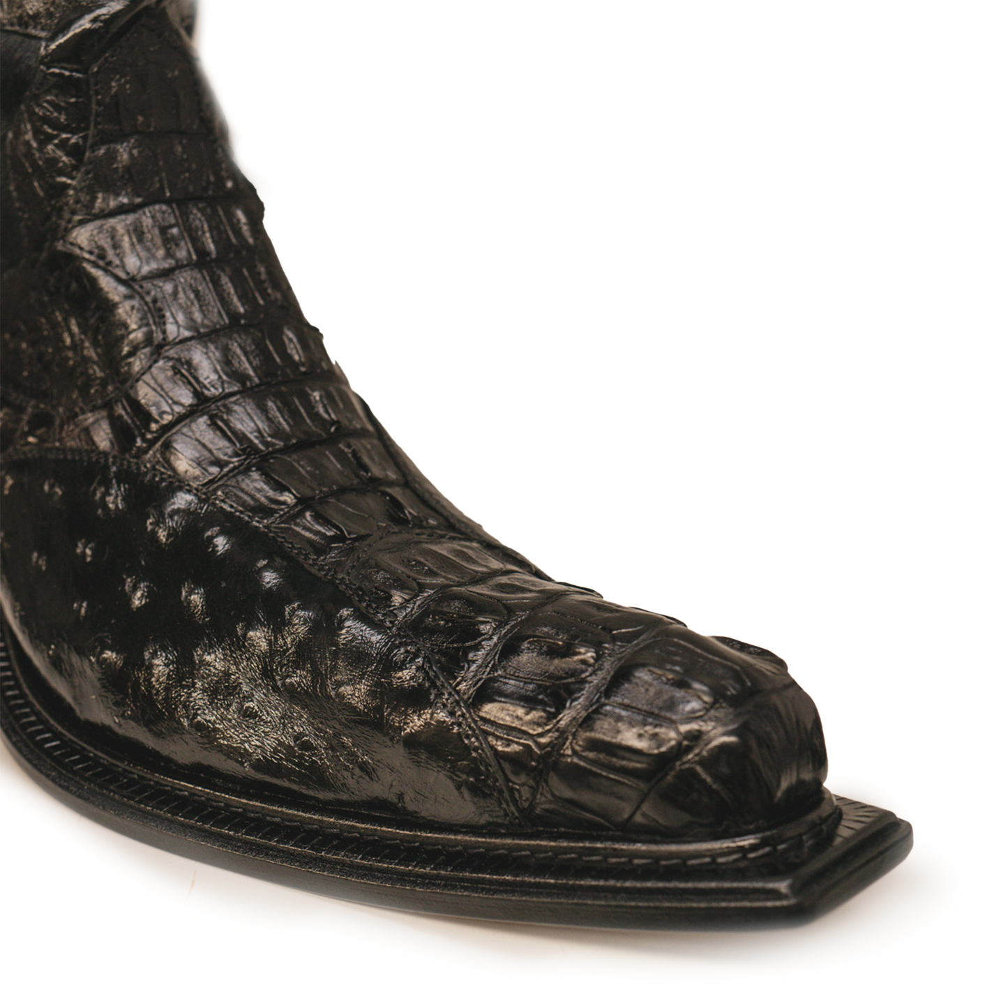 Mauri 42672/2 Black Pony Hair Hornback Crocodile / Ostrich Quill Cowboy Boots - Dudes Boutique