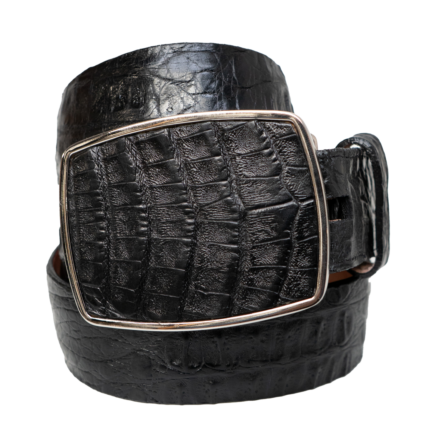 Los Altos Black Crocodile Belt with Metal Buckle - Dudes Boutique