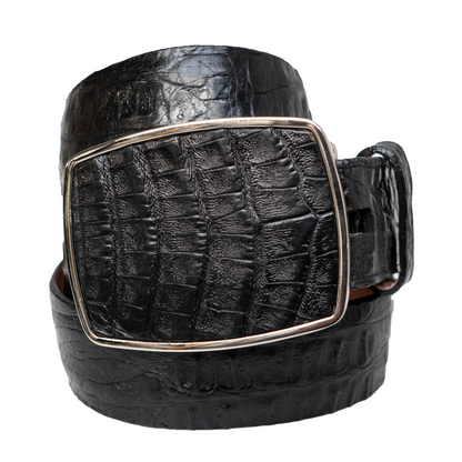 Los Altos Black Crocodile Belt with Metal Buckle - Dudes Boutique