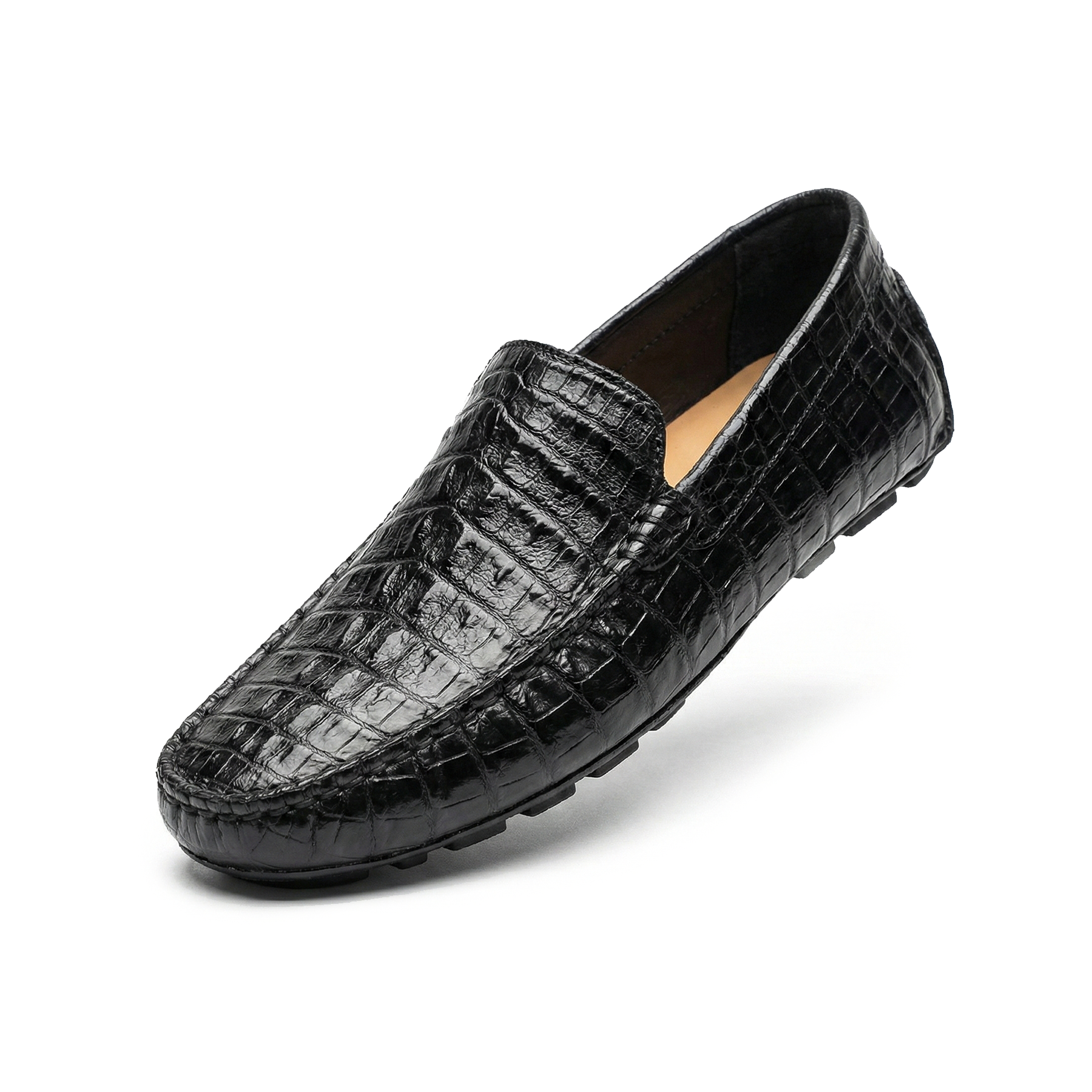 Calzoleria Toscana Black Belly Crocodile Loafers
