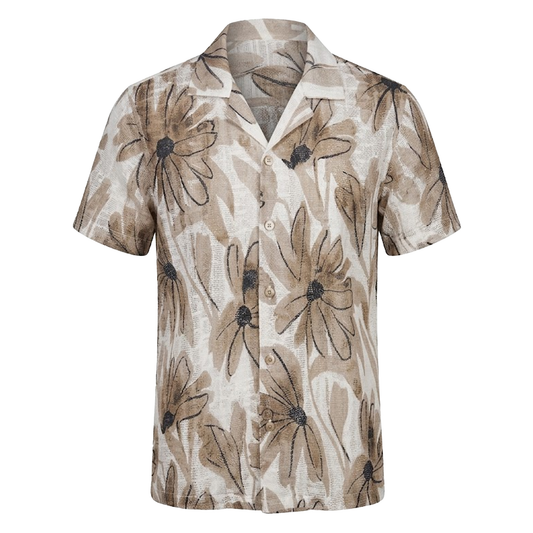 Suslo Couture Tan Floral Shirt
