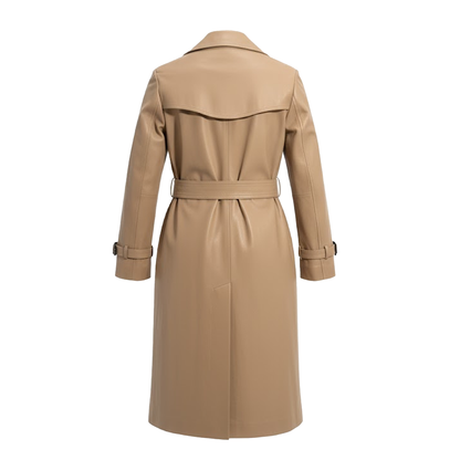 Kashani women's beige lambskin leather trench coat