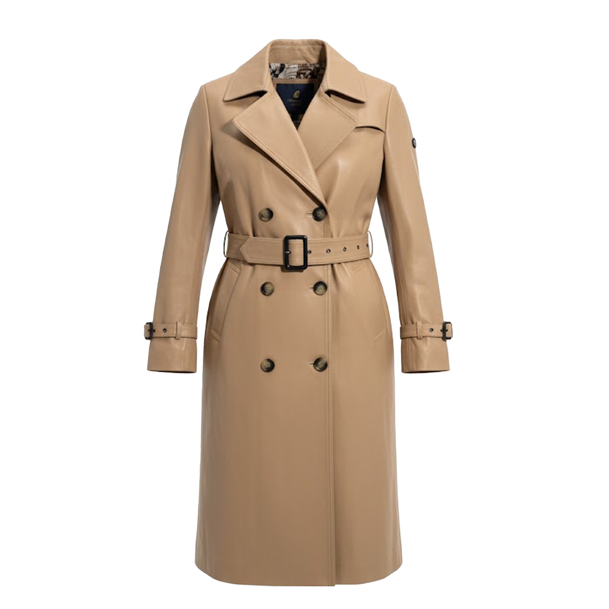 Kashani Women's Beige Lambskin Leather Trench Coat