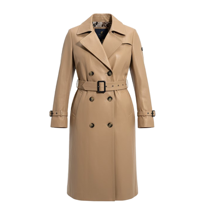 Kashani women's beige lambskin leather trench coat