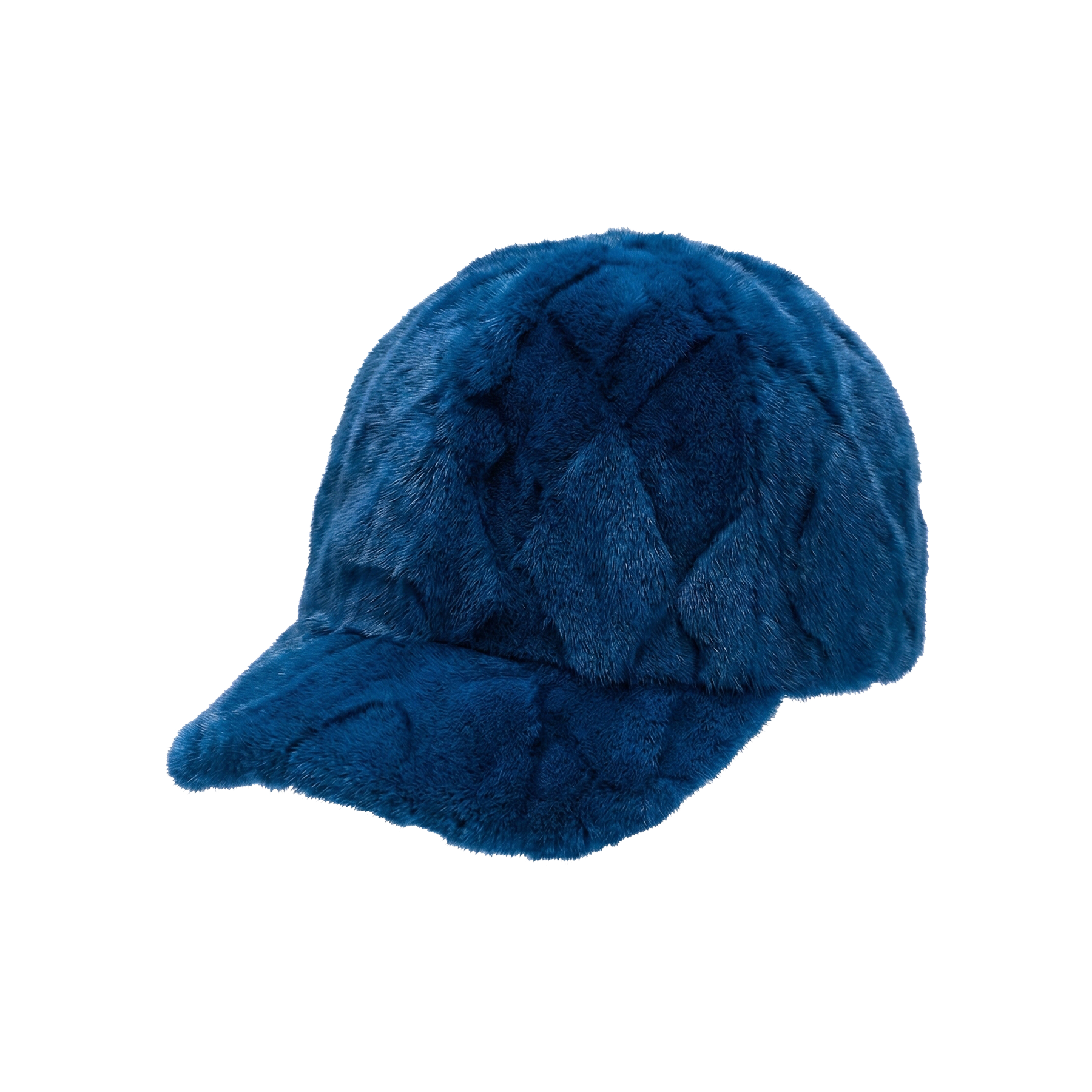 Kashani Cobalt Blue Diamond Cut Mink Baseball Hat