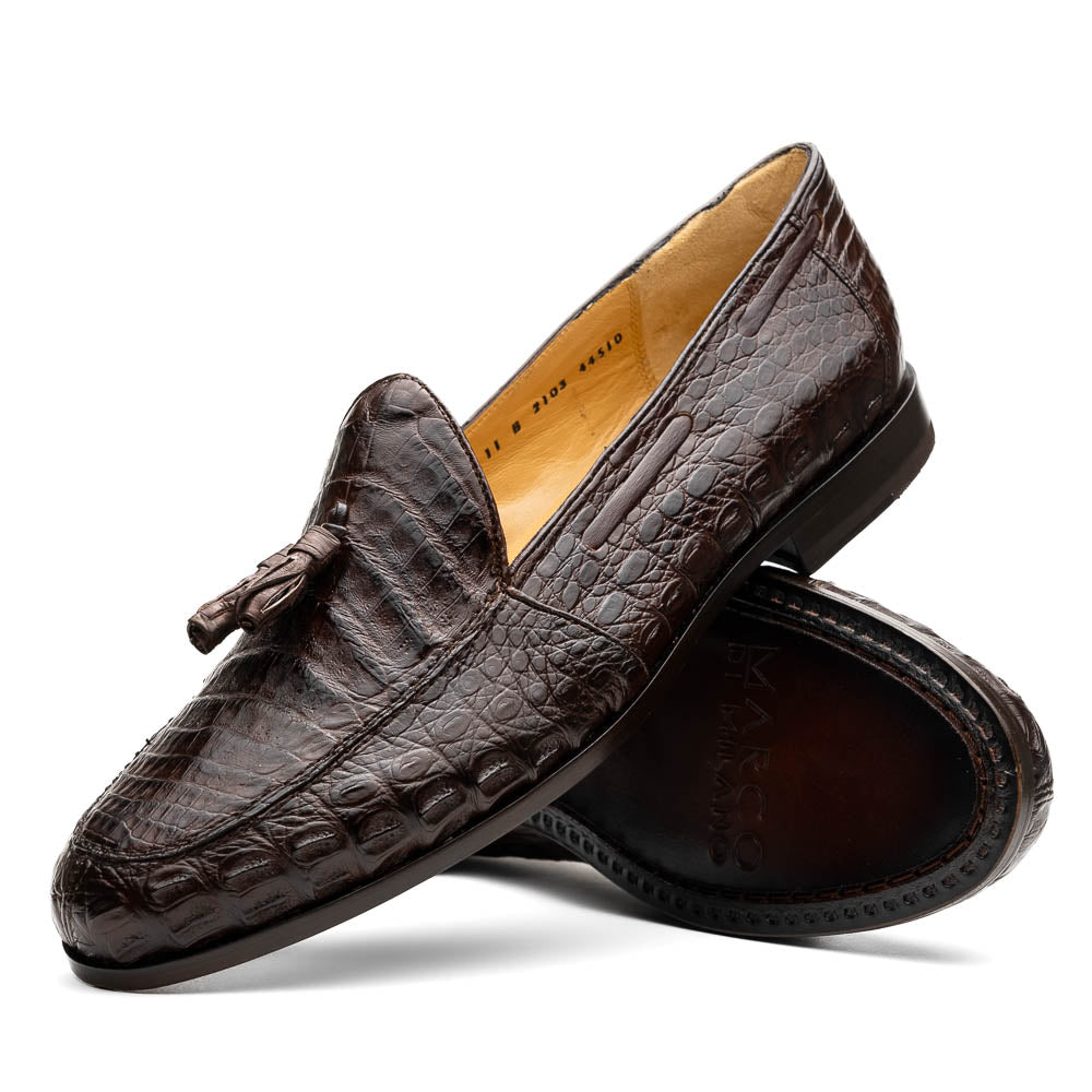 Marco Di Milano Bianchi Brown Caiman Crocodile Tassel Loafers - Dudes Boutique