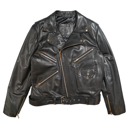 Kashani men's black lambskin leather biker jacket