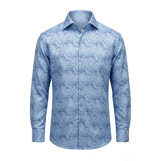 Leoni 534 Blue Paisley Button Up Shirt