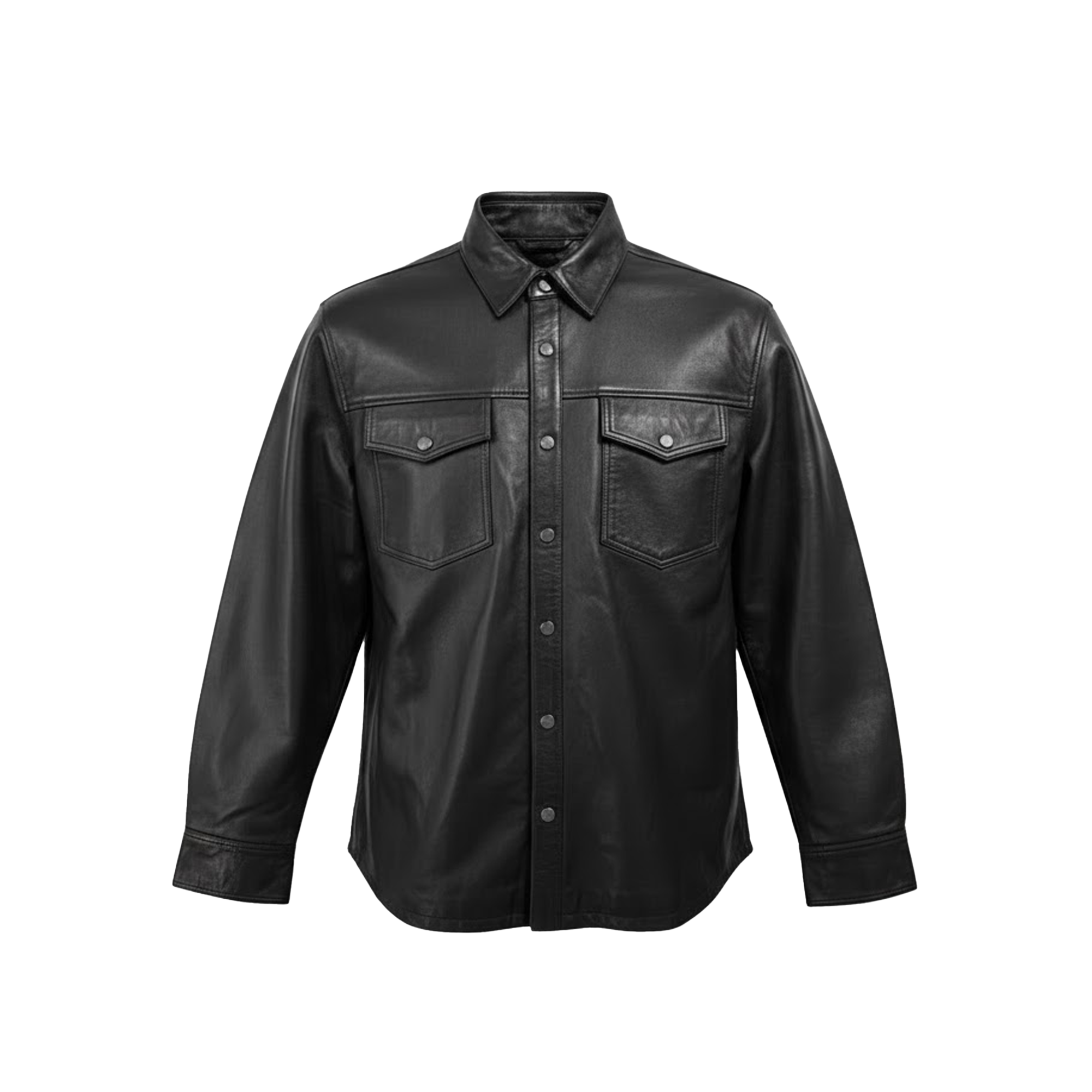 Kashani Men's Black Lambskin Button-Up Shirt
