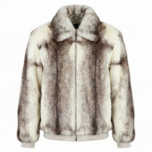 Luca Della Natural Black Cross Mink Fur Bomber Jacket