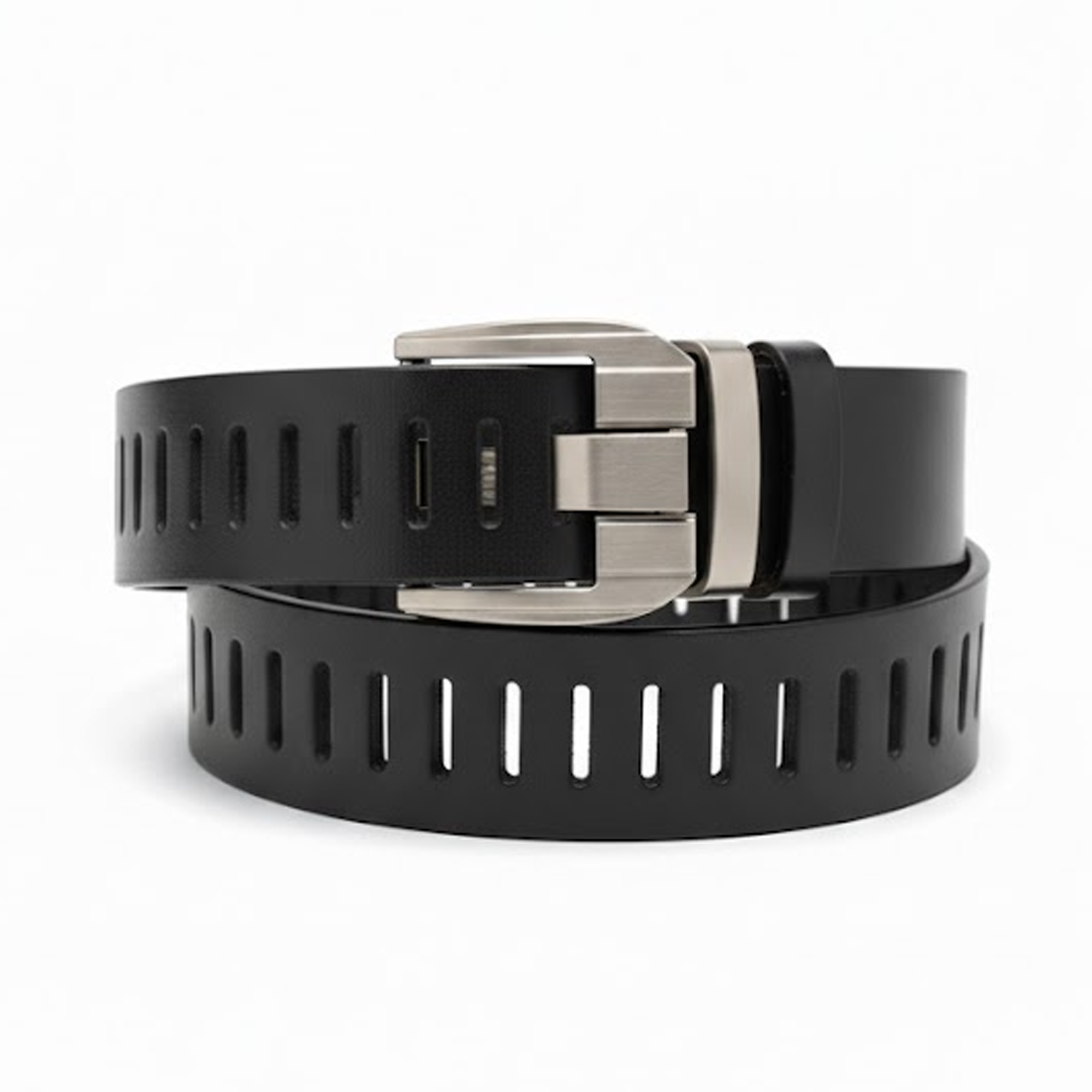 Kashani Black Leather Micro-Adjustment Belt