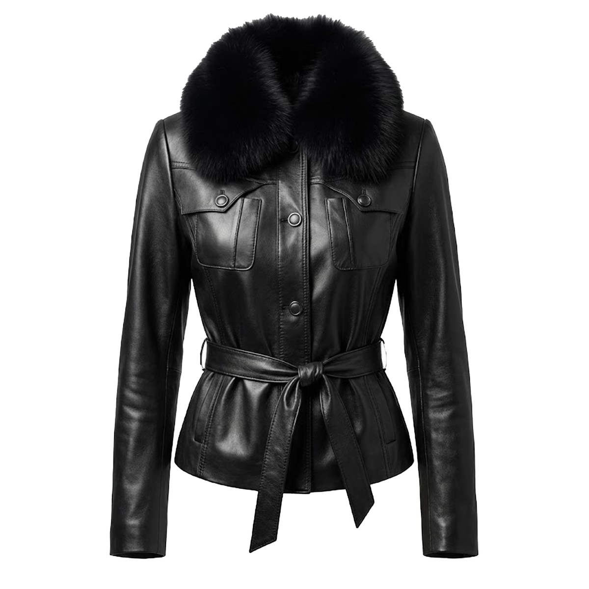 Kashani 6132 black ladies lambskin leather jacket