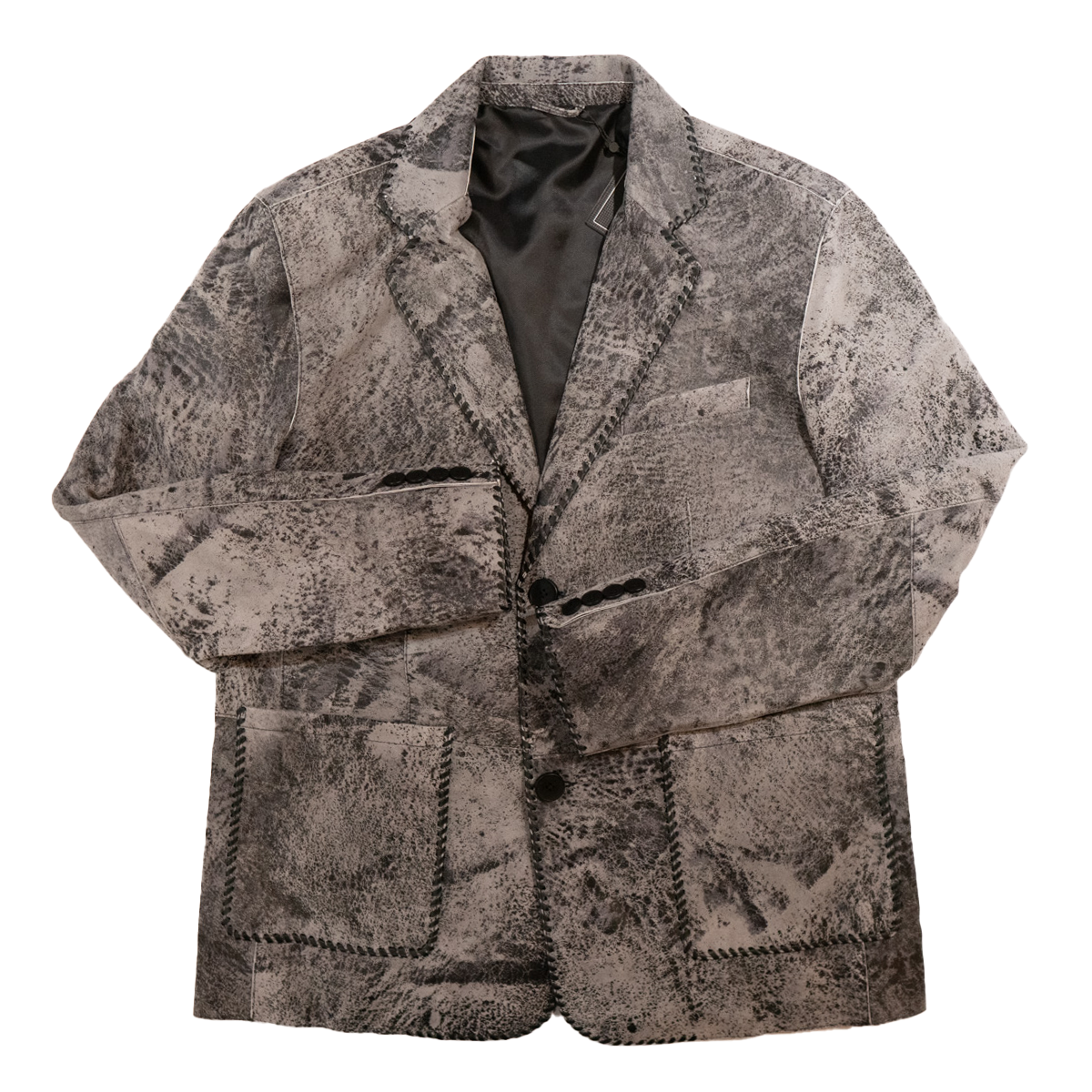 Kashani Grey Distressed Suede Lambskin Leather Blazer - Dudes Boutique