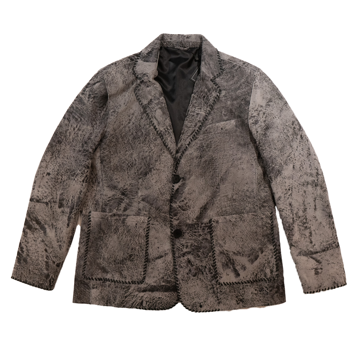 Kashani Grey Distressed Suede Lambskin Leather Blazer - Dudes Boutique