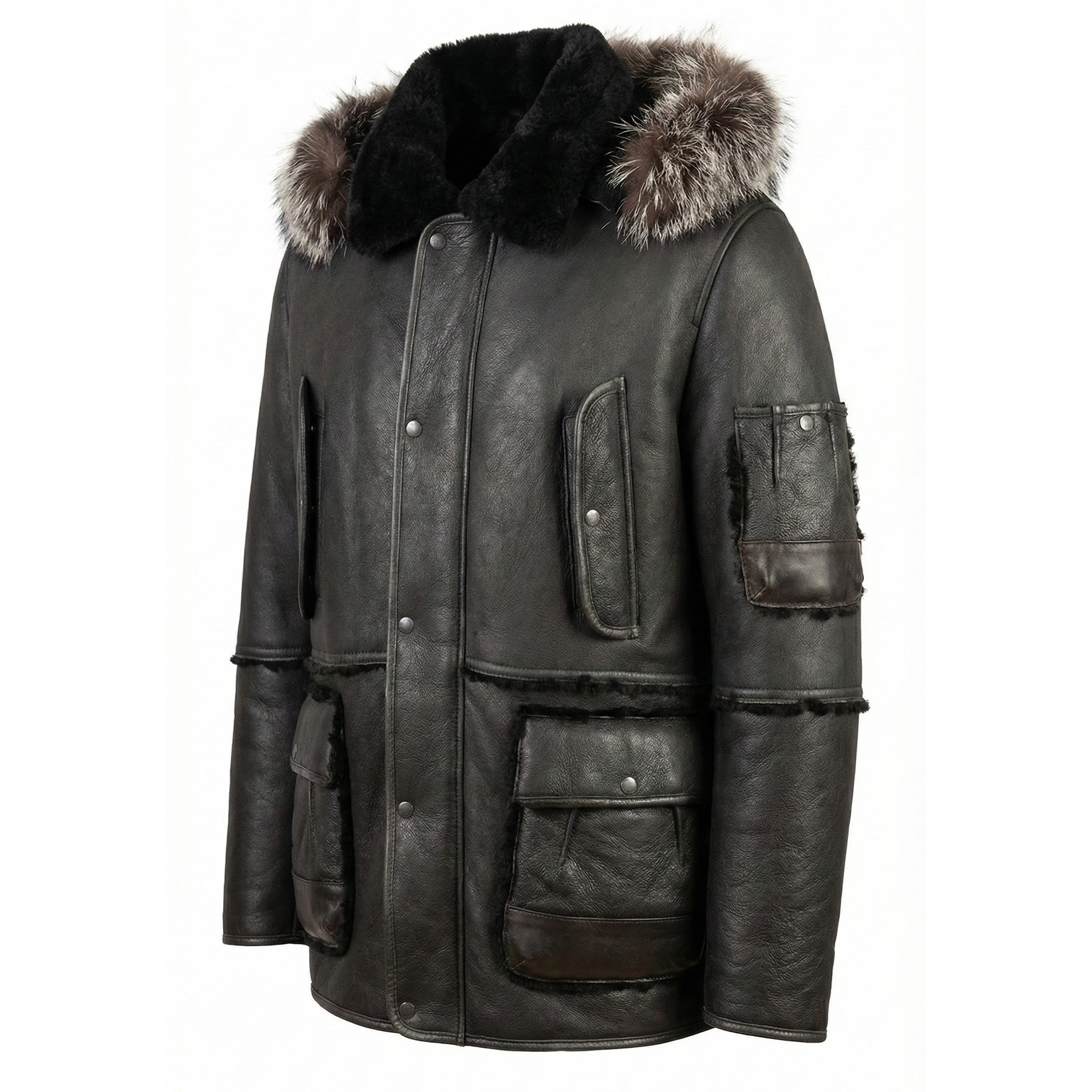 Kashani Black Arctic Raider Shearling Coat