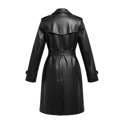 Kashani women's black lambskin leather trench coat