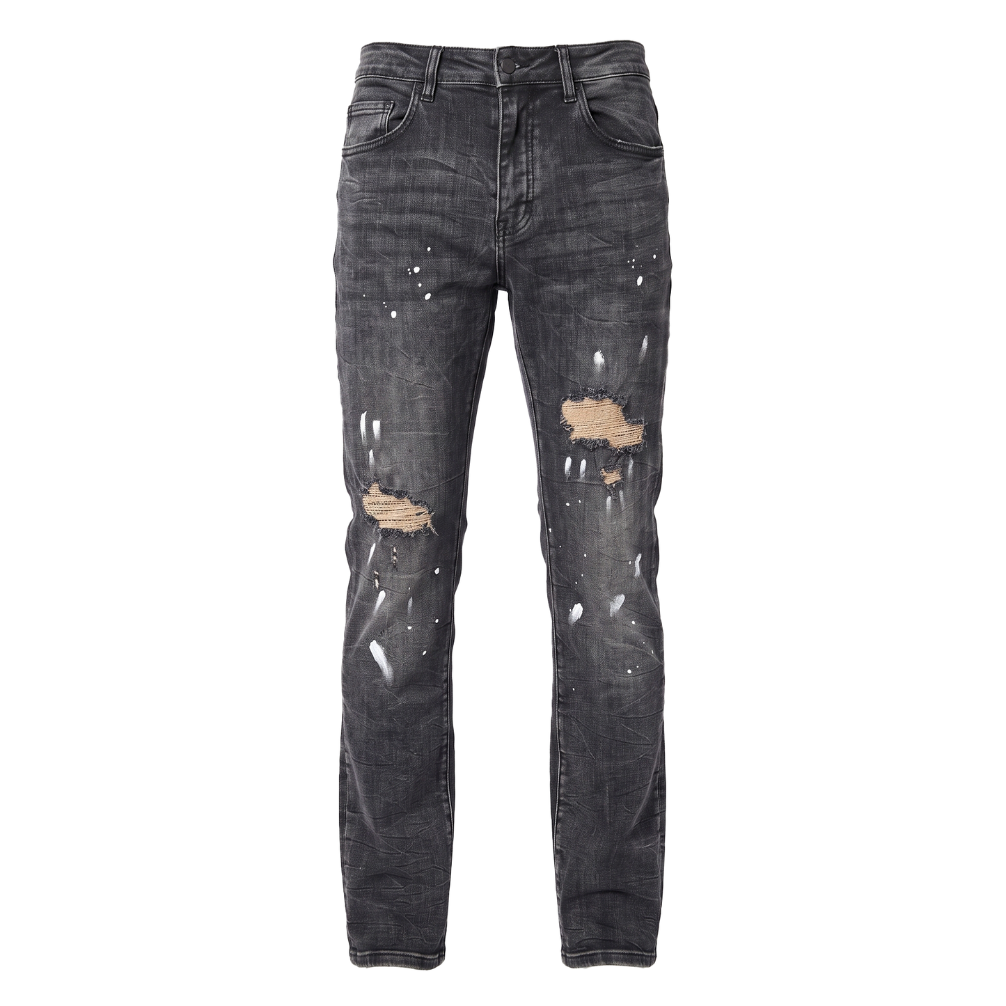Waimea Washed Black Ripped Paint Splatter Jeans