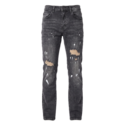 Waimea Washed Black Ripped Paint Splatter Jeans