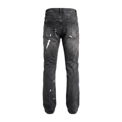 Waimea Washed Black Ripped Paint Splatter Jeans