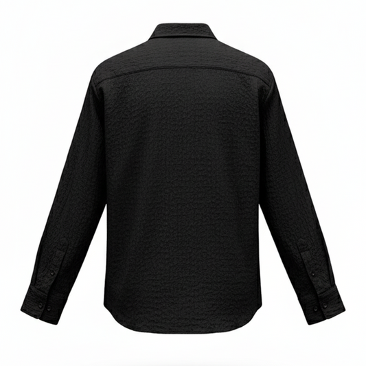 Bespoke Black Stretchy Button Up Shirt