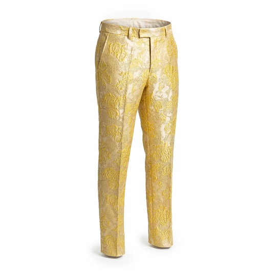 Inserch Gold Floral Jacquard Dress Pants