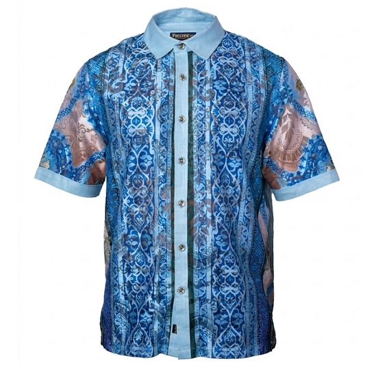 Prestige LUX-660 Blue Lace Linen Shirt