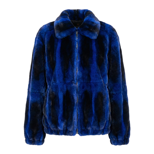 Volare Men's Blue Rex Rabbit Fur Coat