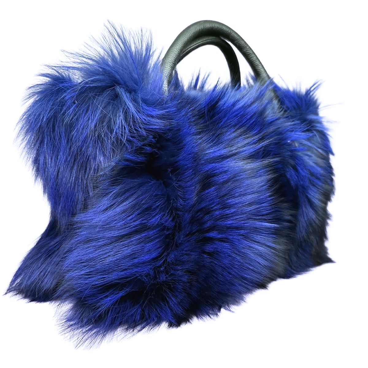 Volare ladies blue fox fur handbag