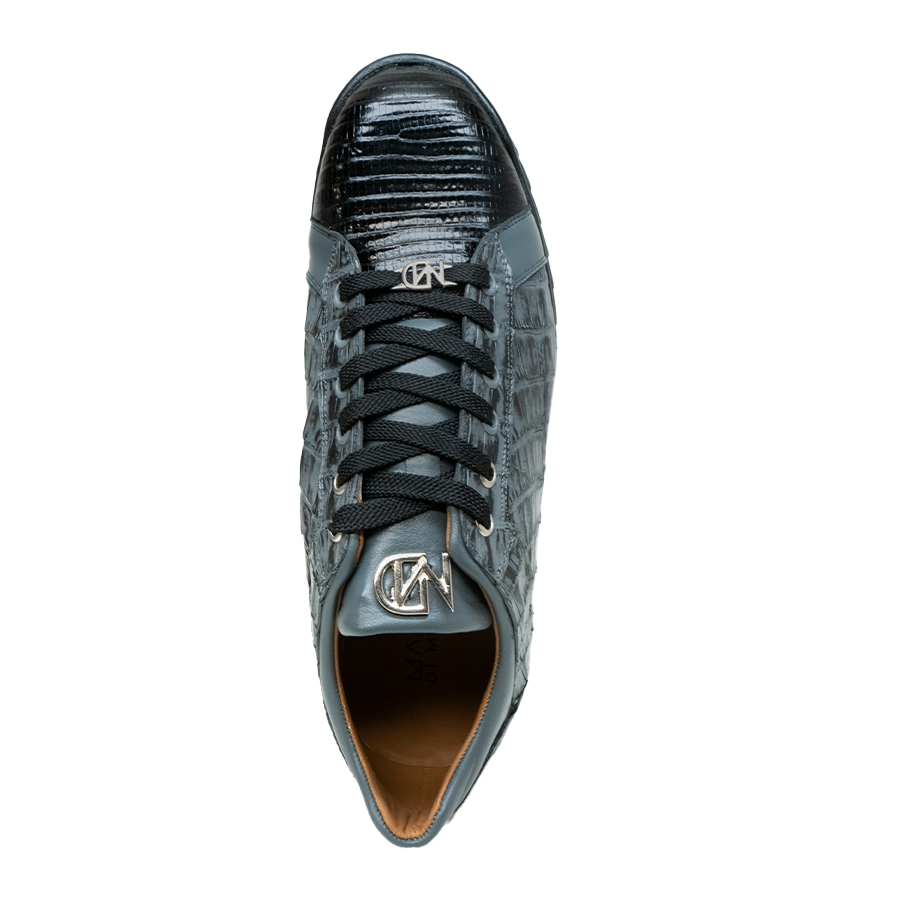 Marco Di Milano Corse Gray/Black Teju Lizard & Caiman Crocodile Sneakers - Dudes Boutique