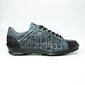 Marco Di Milano Corse Gray/Black Teju Lizard & Caiman Crocodile Sneakers - Dudes Boutique