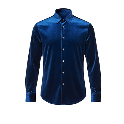 Lorenzzo Franco Blue Velvet Button Up Shirt