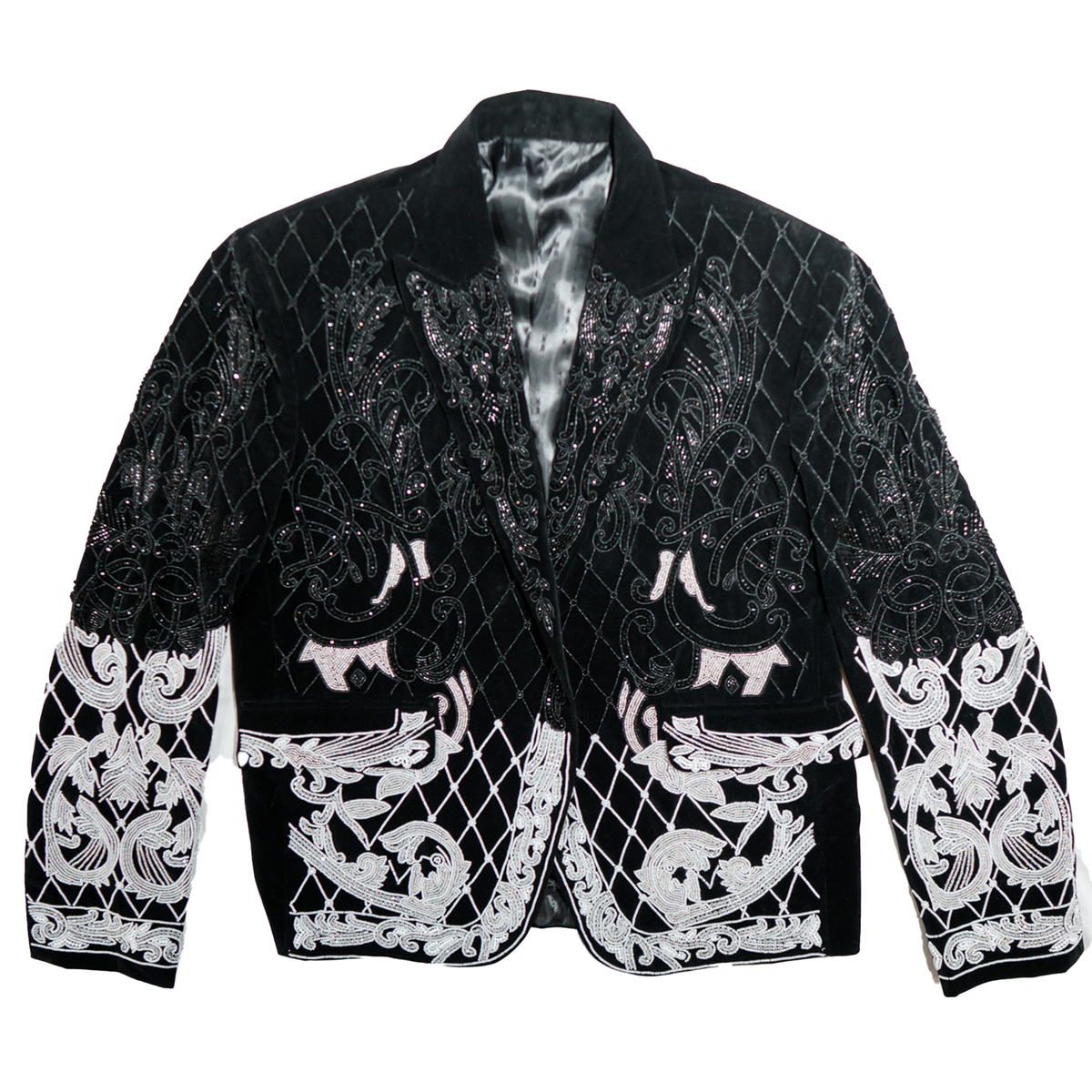Kashani black velvet embroidered Hyper Crystal blazer