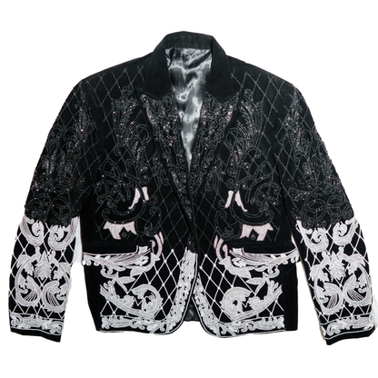 Kashani black velvet embroidered Hyper Crystal blazer