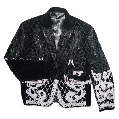 Kashani black velvet embroidered Hyper Crystal blazer