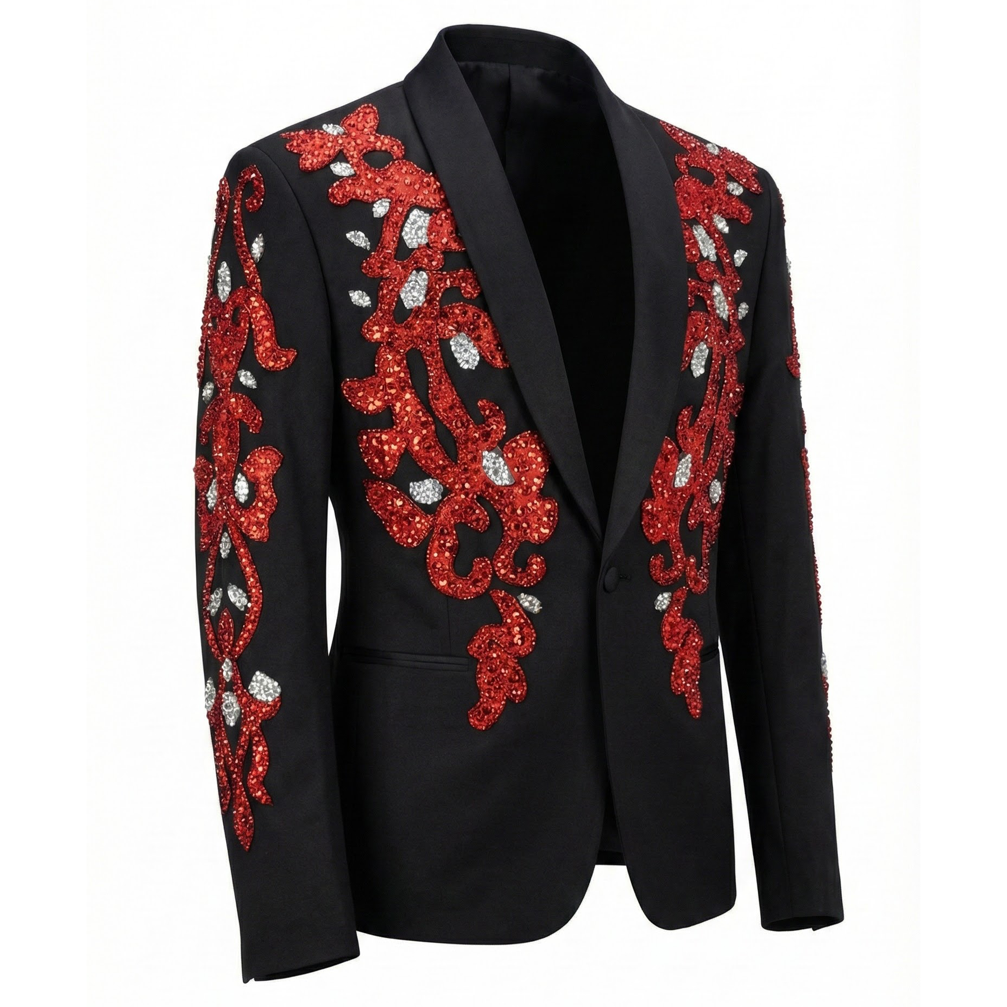 Kashani Black / Red Hyper Crystal Blazer