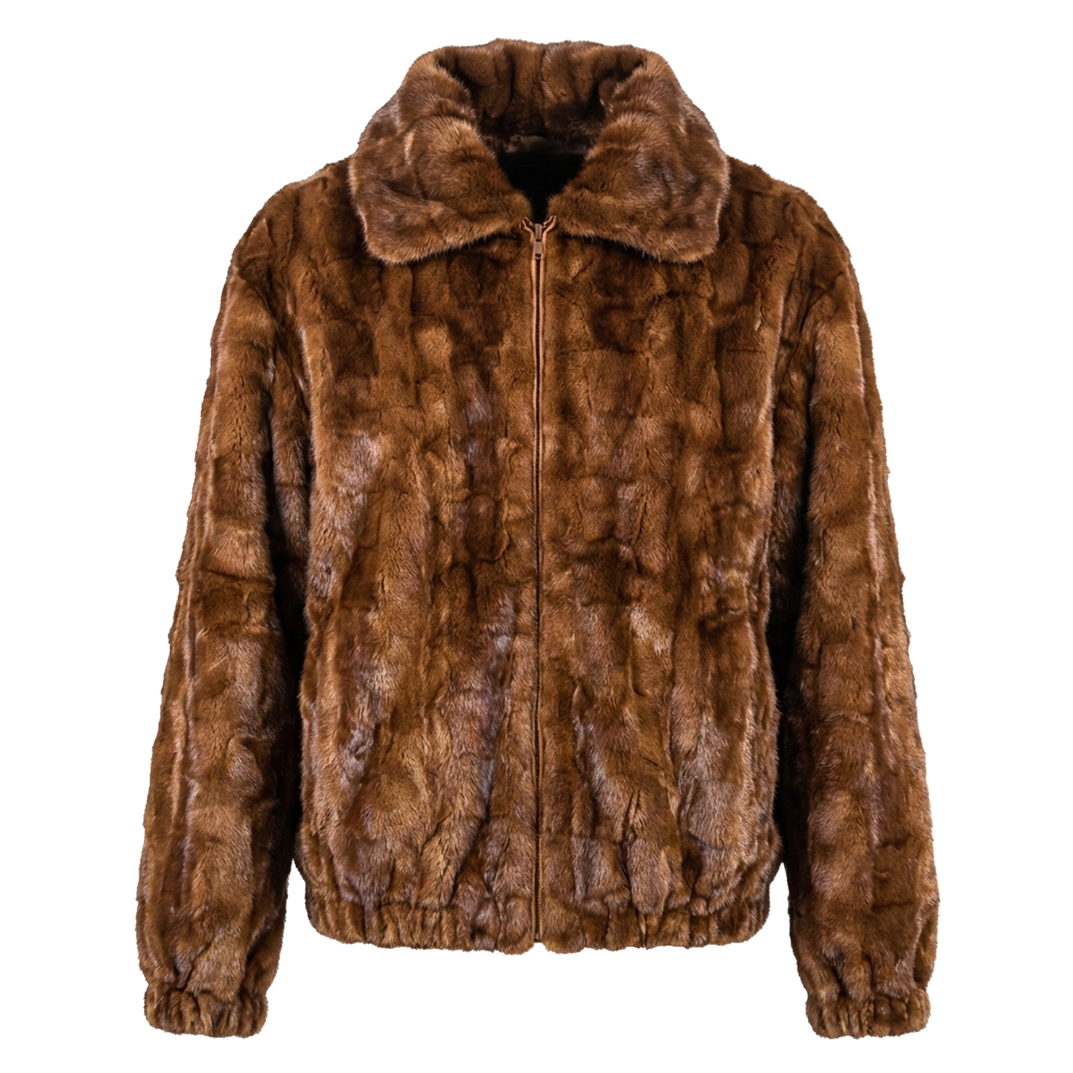 Kashani Men's Whiskey Diamond Cut Mink Hooded Bomber Jacket