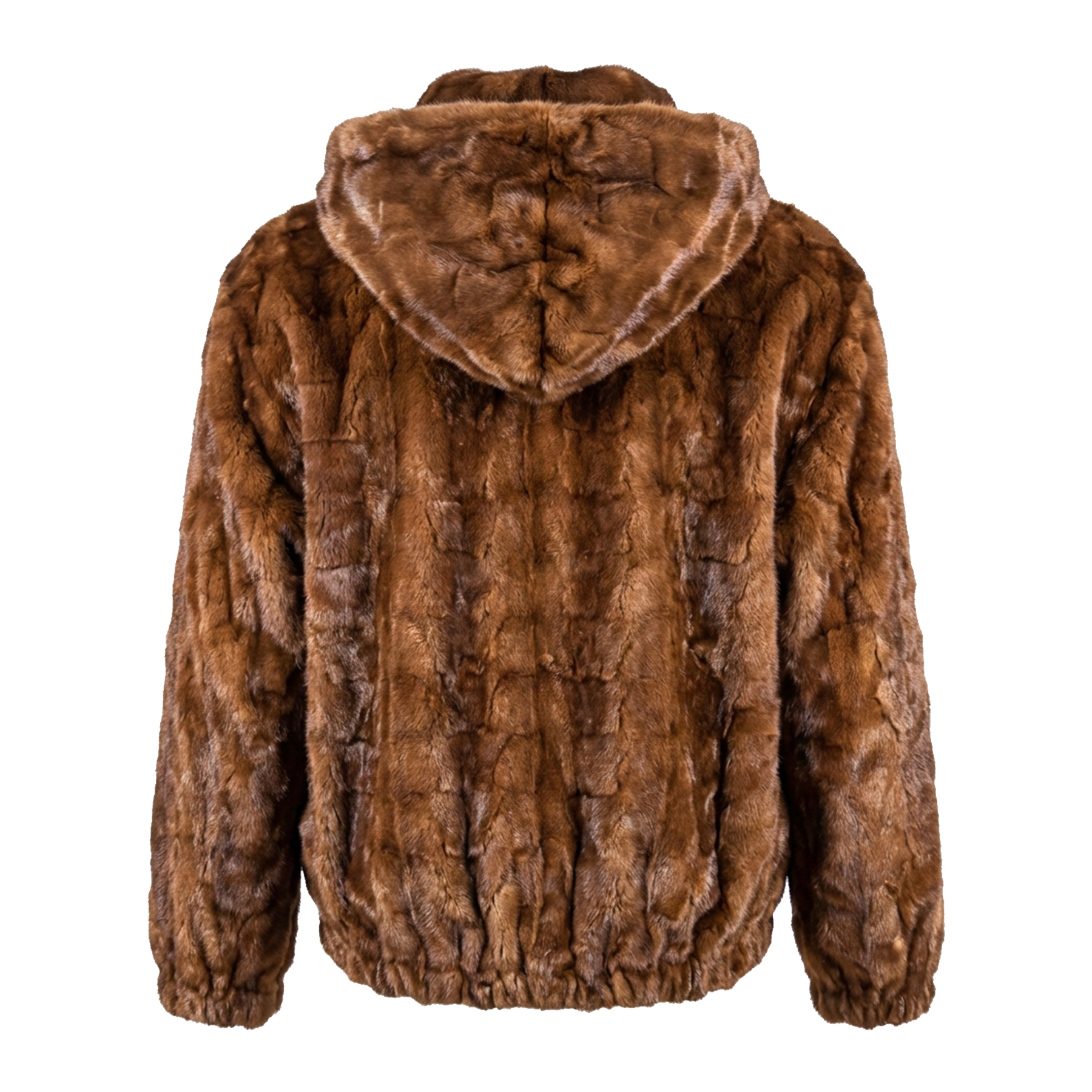 Kashani Men's Whiskey Diamond Cut Mink Hooded Bomber Jacket
