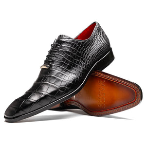 Marco Di Milano Bono Black Alligator Wholecut Oxford Dress Shoes - Dudes Boutique