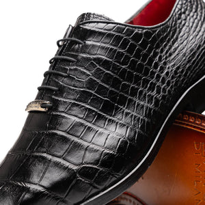 Marco Di Milano Bono Black Alligator Wholecut Oxford Dress Shoes - Dudes Boutique