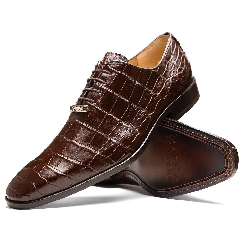 Marco Di Milano Bono Brown Alligator Wholecut Oxford Dress Shoes - Dudes Boutique