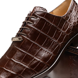 Marco Di Milano Bono Brown Alligator Wholecut Oxford Dress Shoes - Dudes Boutique