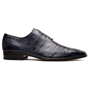 Marco Di Milano Bono Navy Alligator Wholecut Oxford Dress Shoes - Dudes Boutique