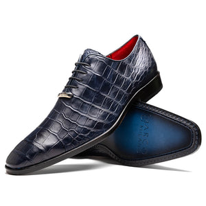 Marco Di Milano Bono Navy Alligator Wholecut Oxford Dress Shoes - Dudes Boutique